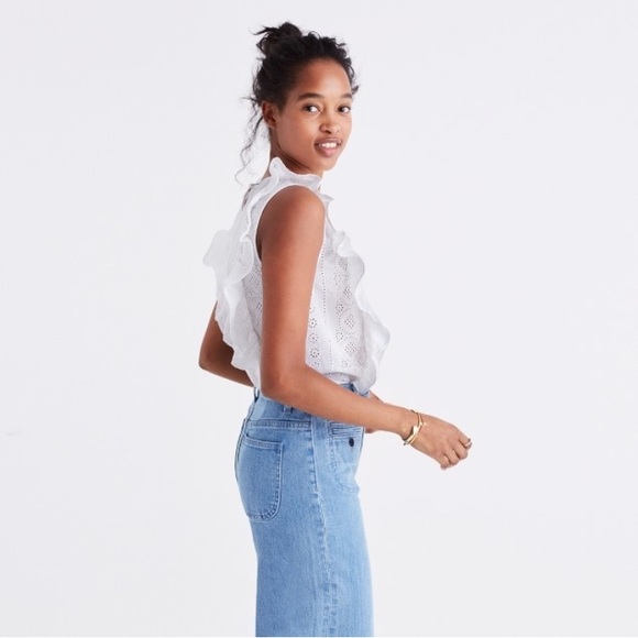 Madewell eyelet bellflower ruffle top - Picture 2 of 7
